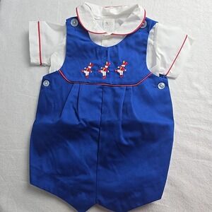 Vintage Baby Togs 6-9 Month Embroidered Nutcracker Soldiers Romper Dress Shirt